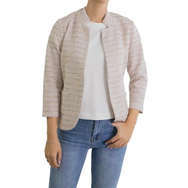 Giacca con collo alla coreana aperta con tasche 